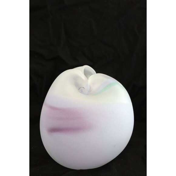 Vtg 1970's Purple Green Iridescent Bulbous Vase Abstract Design Studio Art Glass - Picture 2 of 9